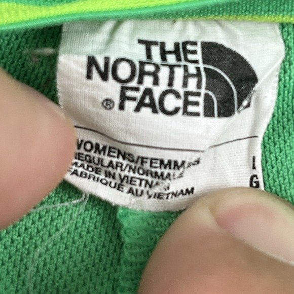 NORTH FACE Sunriser Logo Shorts Womens Large Green Split Hem Running Performance - Picture 3 of 9